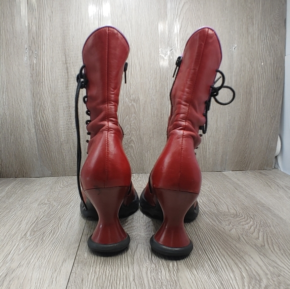John Fluevog Red Lace Up Boots - Picture 5 of 10